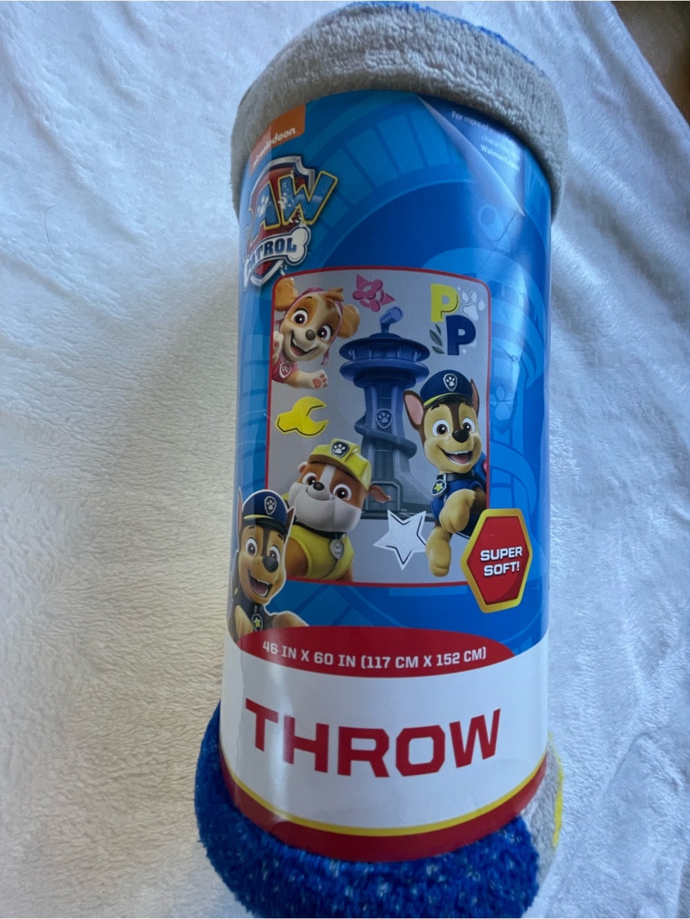 Paw Patrol Blue Plush Kids Throw Blanket with Character Design